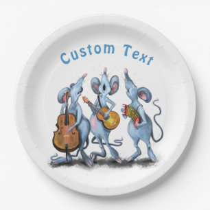 Assiettes En Carton Bande de souris romantique amusante - Texte person