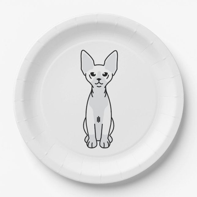 Assiettes En Carton Bande dessinée de chat de Sphynx (Devant)