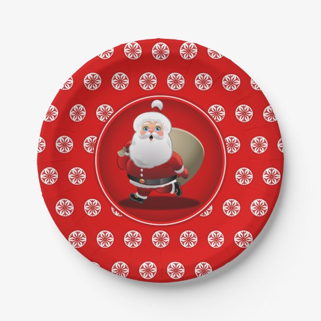 Assiettes En Carton Bande dessinée mignonne du père noël (Devant)