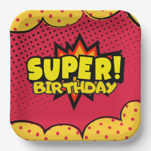 Assiettes En Carton Bande dessinée super-héros garçon anniversaire
