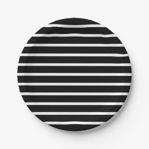 Assiettes En Carton Bande noire et blanche moderne