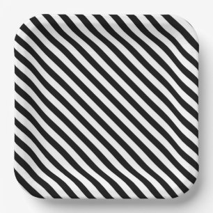 Assiettes En Carton Bande noire et blanche moderne