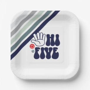 Assiettes En Carton Bande rétro HI 5