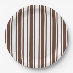 Assiettes En Carton Bandes de bonbons brun et blanc chocolat