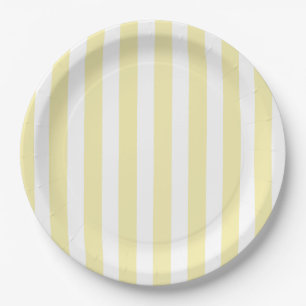 Assiettes En Carton Bandes de bonbons jaunes et blancs