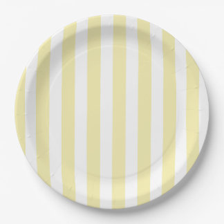 Assiettes En Carton Bandes de bonbons jaunes et blancs
