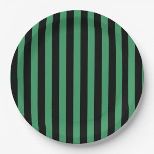 Assiettes En Carton Bandes de bonbons vert et noir