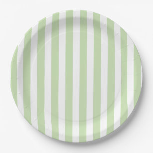 Assiettes En Carton Bandes de bonbons vert pâle et blanc