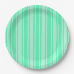 Assiettes En Carton Bandes de bonbons vertes à la menthe