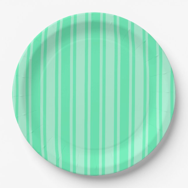 Assiettes En Carton Bandes de bonbons vertes à la menthe (Devant)