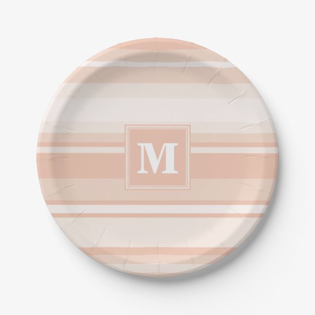 Assiettes En Carton Bandes de pêche monogramme (Devant)