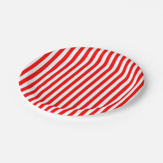 Assiettes En Carton Bandes de taille moyenne rouge et blanche