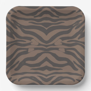 Assiettes En Carton Bandes de tigres Brown et noires