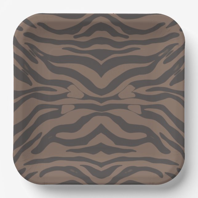 Assiettes En Carton Bandes de tigres Brown et noires (Recto)