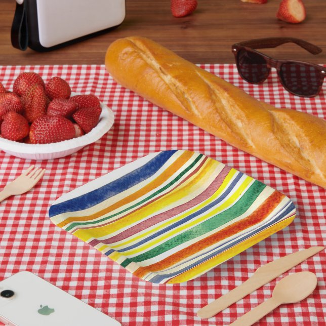 Assiettes En Carton bandes d'été (Pique-nique)