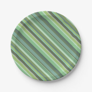 Assiettes En Carton Bandes diagonales vert olive