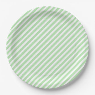 Assiettes En Carton Bandes diagonales vertes