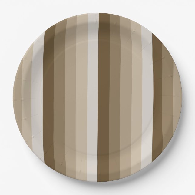 Assiettes En Carton Bandes d'ombre Brown (Devant)