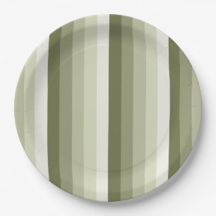 Assiettes En Carton Bandes d'ombre vert olive