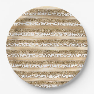 Assiettes En Carton Bandes Empreintes de léopard Parties scintillant o