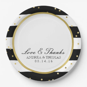 Assiettes En Carton Bandes étincelantes   Élégantes Plaques de mariage