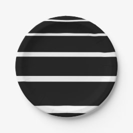 Assiettes En Carton Bandes graduées en noir et blanc