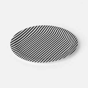 Assiettes En Carton Bandes noires et blanches de petite taille