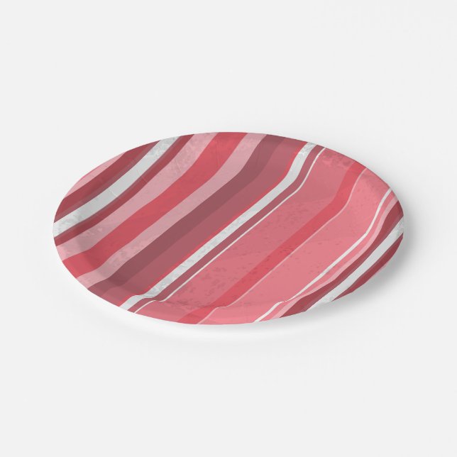Assiettes En Carton Bandes roses (Angle)