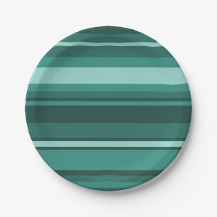 Assiettes En Carton Bandes turquoises