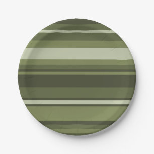 Assiettes En Carton Bandes vert olive