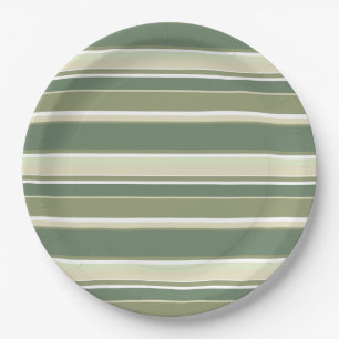 Assiettes En Carton Bandes vert olive