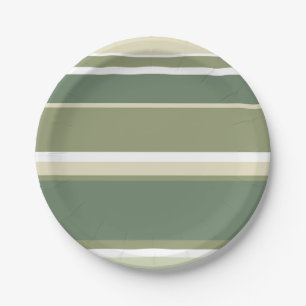 Assiettes En Carton Bandes vert olive