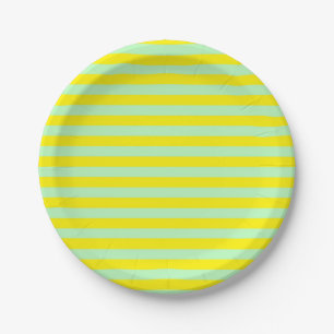 Assiettes En Carton Bandes vertes et jaunes douces
