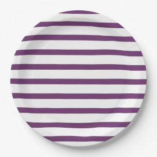 Assiettes En Carton Bandes violettes et blanches