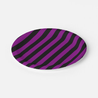 Assiettes En Carton Bandes violettes et noires de grande taille