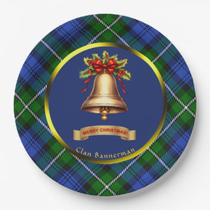 Assiettes En Carton Bannerman Tartan Noël personnalisé