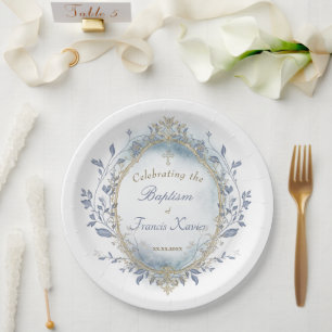 Assiettes En Carton Baptême bébé garçon