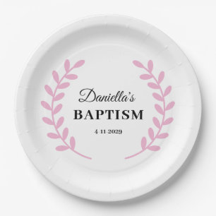 Assiettes En Carton Baptême de fille rose