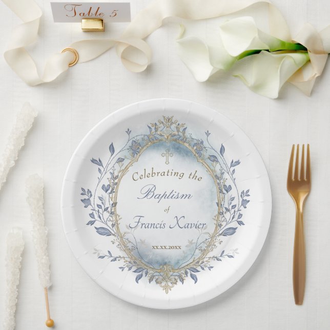 Assiettes En Carton Baptism baby boy  (Mariage)