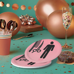 Assiettes En Carton Barber Shop Icon Haircut Comb et ciseaux