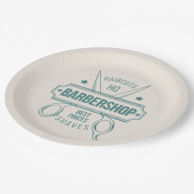 Assiettes En Carton Barbershop blue jeans texture (Angle)
