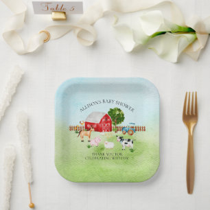 Assiettes En Carton Barn Animaux Baby showers tasses en papier