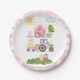 Assiettes En Carton Barnyard Fun Pink 2nd Birthday 