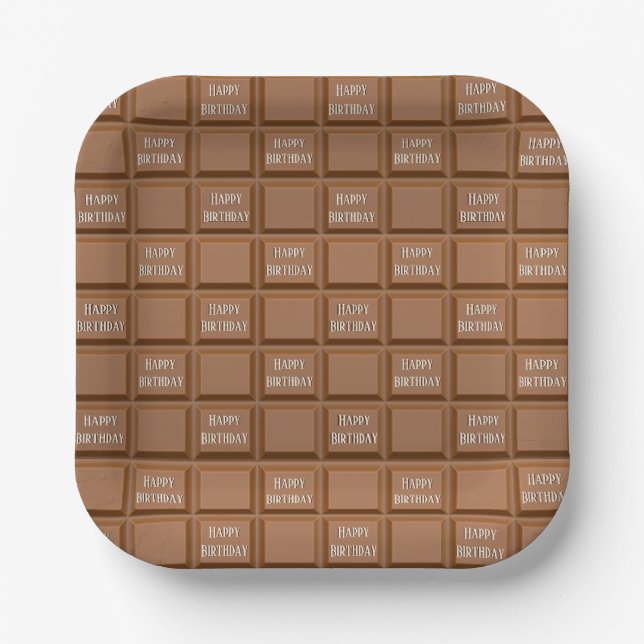 Assiettes En Carton Barre à bonbons au chocolat d'anniversaire (Recto)