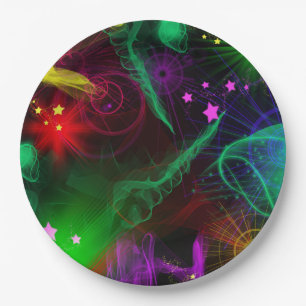 Assiettes En Carton Barre / Barre Mitzvah Neon Paint Splatter