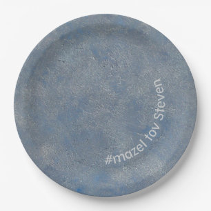 Assiettes En Carton Barre BM ou plaque Bat mitzvah Blues
