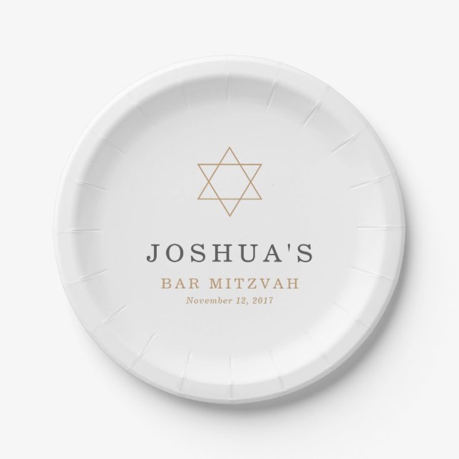 Assiettes En Carton Barre d'or Mitzvah (Devant)