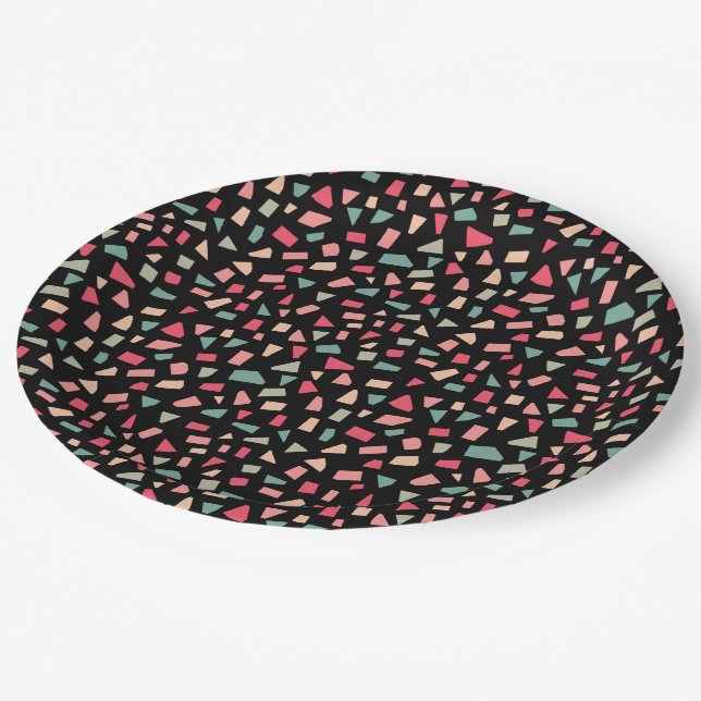 Assiettes En Carton Barres - Couleurs 01 - sur Noir (Angle)