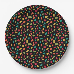 Assiettes En Carton Barres - Couleurs 02 - sur Noir