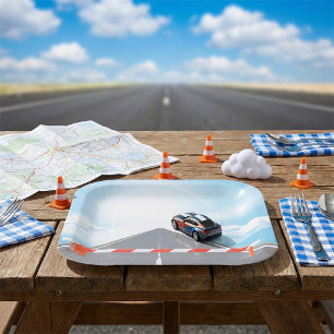 Assiettes En Carton Barrière de signalisation rouge et blanche bloquan